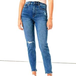 AE Highest Waist Stretch Mom jean in Dark Clouds